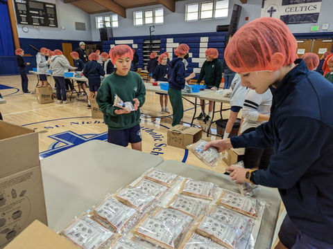 Our students packing 10,000 meals for Rise Against Hunger, make blankets and do other projects across multiple grades for Los Altos Compassion Week.